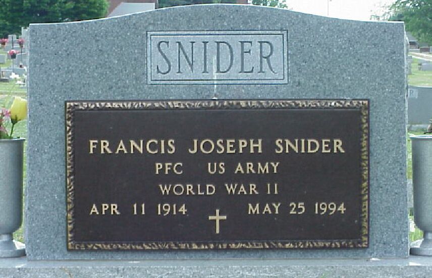 PFC Francis Joseph Snider's tombstone