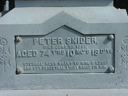 Simon Snider's tombstone inscription
