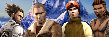 SSX3 Superstars Psymon, Nate, Mac, and Moby