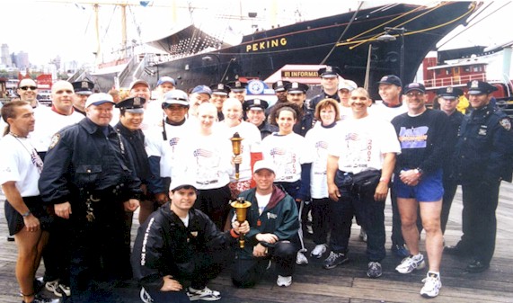 End of the Law Enforcement Torch Run NYC May 18th, 2002 at South Street Seaport