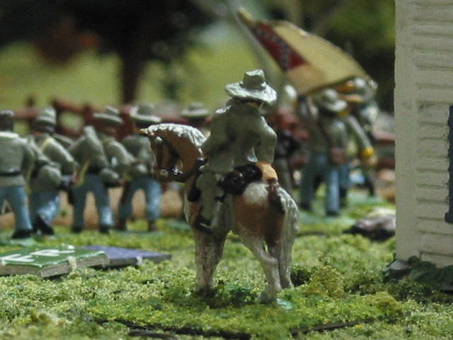With the Union regements before him running a confident Confererate commander surveys his battle line.