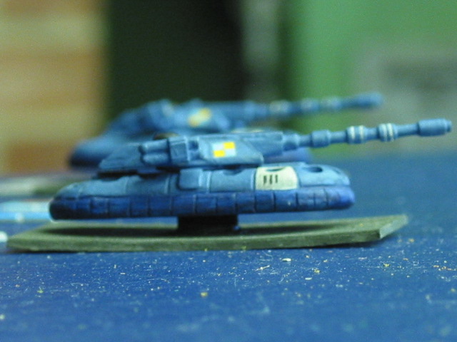 Dirtside Super Heavy Grav Tanks. These two are moving across open water.