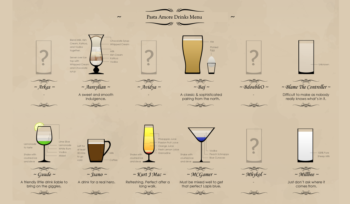 drinks menu