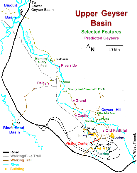 Upper Geyser Basin Map Old Faithful And The Upper Geyser Basin