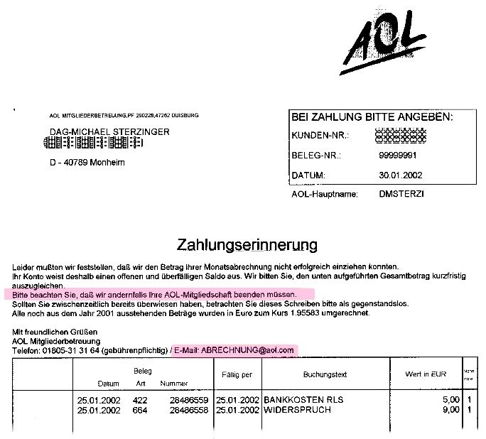 AOL-mahnung