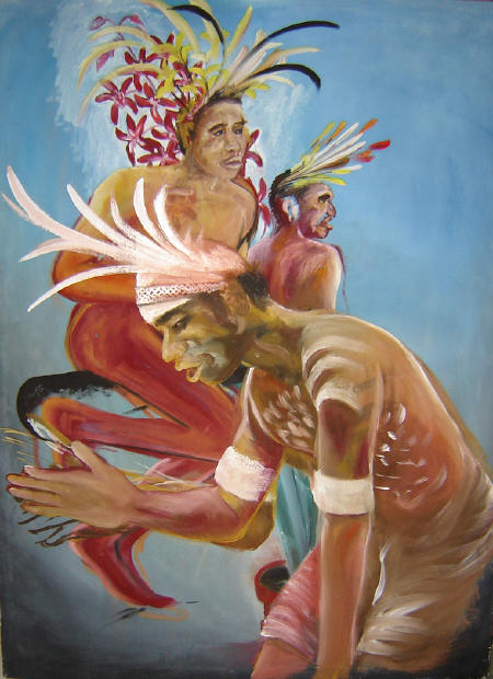 Sketch of Asmat painted by West Papuan artist Lucky Kaikatui