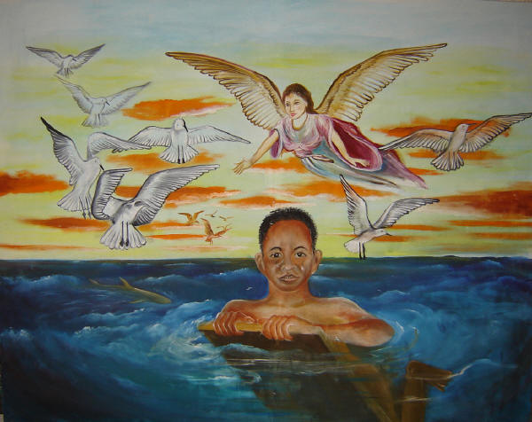 Guardian Angle painted by West Papuan artist Lucky Kaikatui