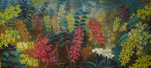 Orchid Garden - painted by West Papuan artist Lucky Kaikatui
