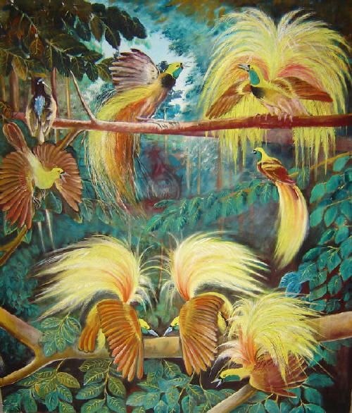 Balada Cendrawasih II - painted by West Papuan Artist Lucky Kaikatui