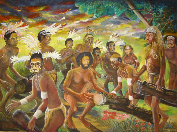 BIS Dancers of Asmat - painted by West Papuan Artist Lucky Kaikatui