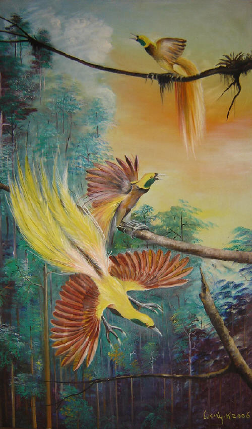 Balada Cendrawasih III - painted by West Papuan Artist Lucky Kaikatui