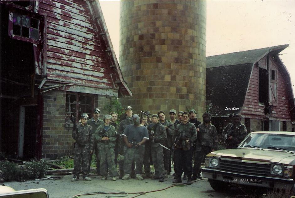 Sensei Jim (aka Dog Soldier) the barns, and the crew. 1991.
