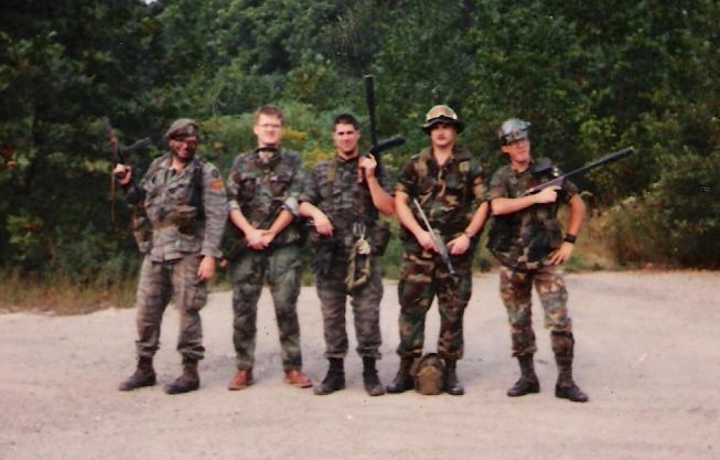 Sensei Jim, aka Dog Soldier, and&nbsp; MWA. in 89. Notice the paintball silencers. 