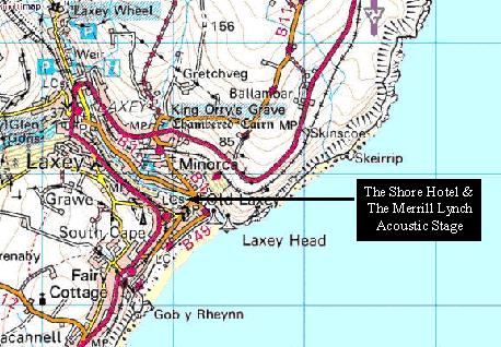 Map showing The Shore Hotel, Old Laxey