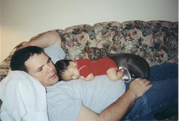 Dan, Joshua and Buddy relaxing