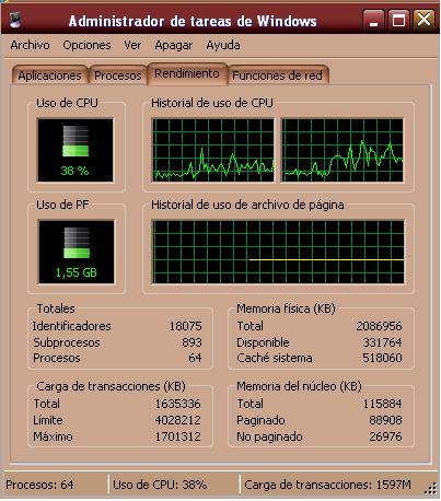 Rendimiento WINDOWS