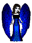Goth in a blue dress with wings