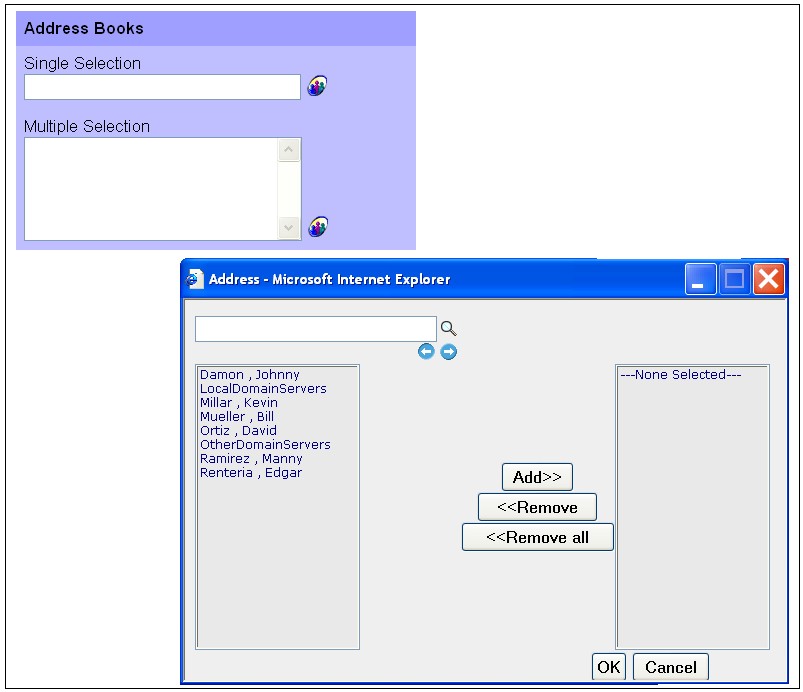 Address Book selection >> screenshot