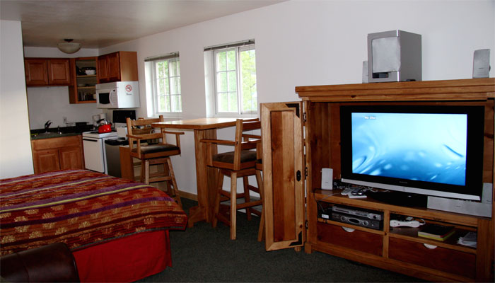 Relax in our comfy studio after a full day in town or on the slopes!