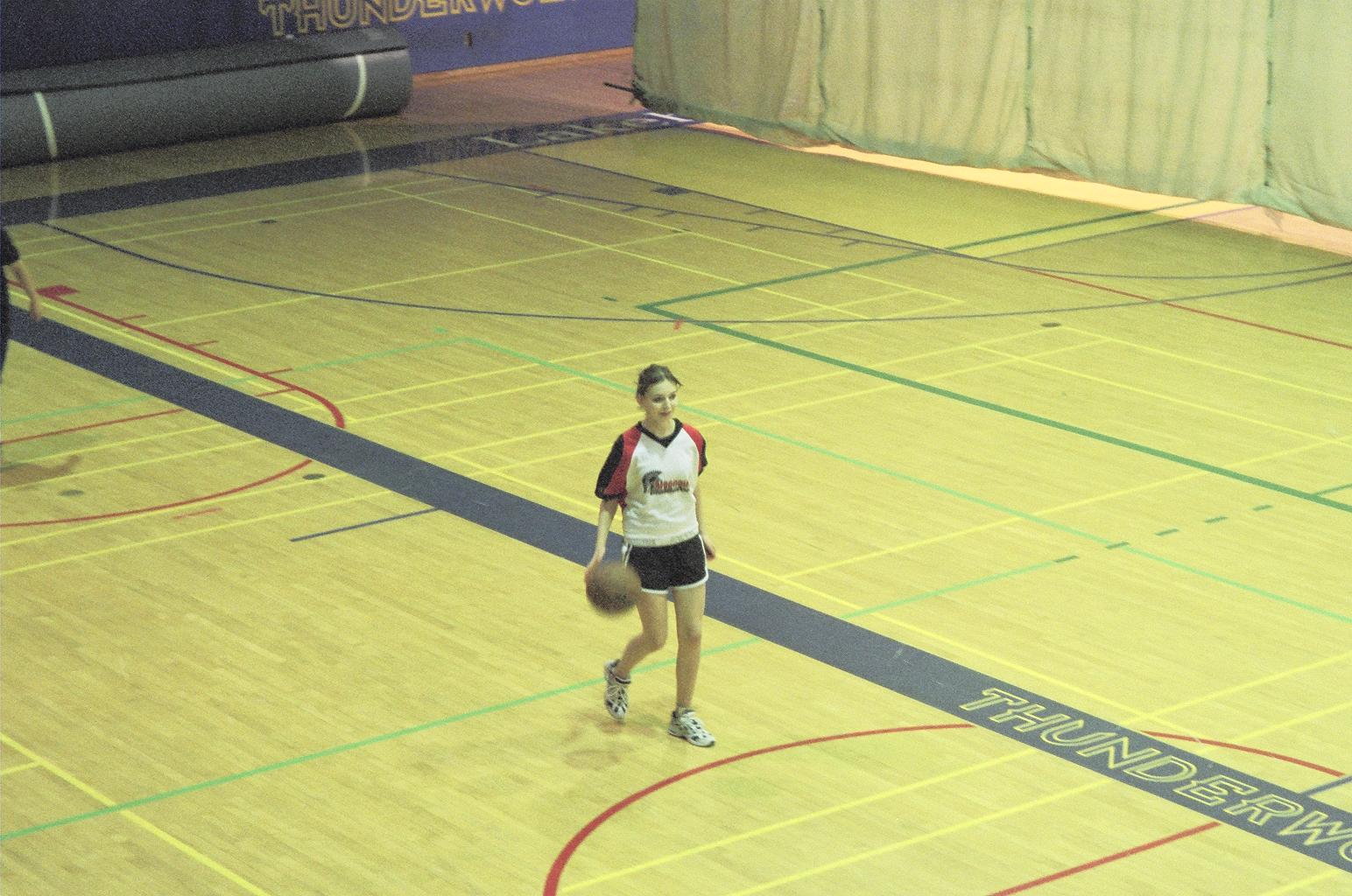 Ainsley McQueen makes a move, at the start of the first game 