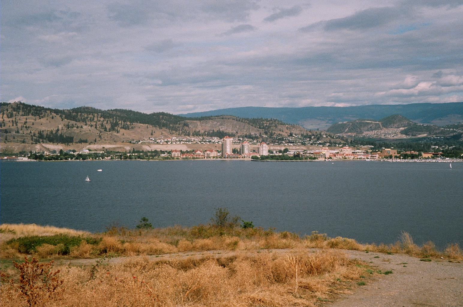 Kelowna from across Okanagan lake on the bluffs Sep.2005.