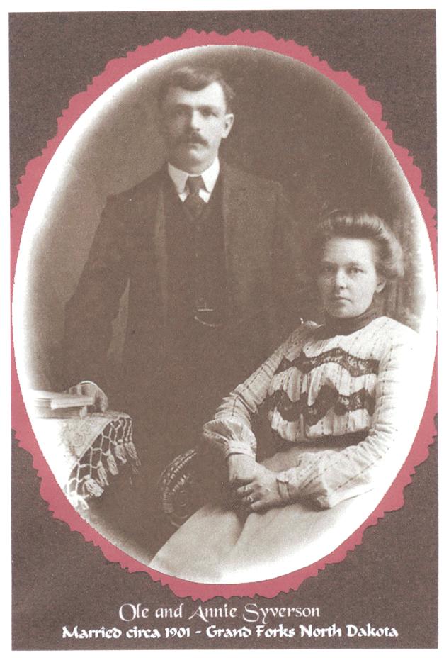 Ole and Annie Syverson their wedding picture take in 1901.
