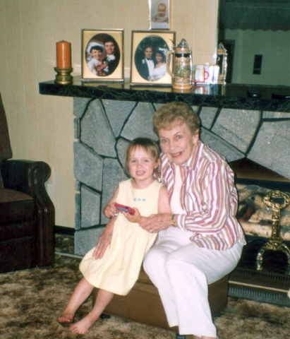 great grandaughter Camryn with my sister Eleanor Pineau July 2003