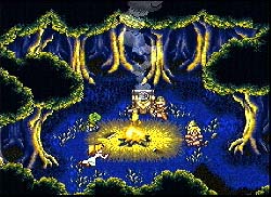 Friends enjoy a night together around a campfire.