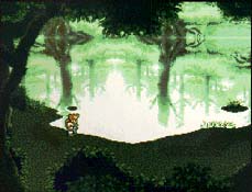 Sabin rests beside a pool in the Phantom Forest.