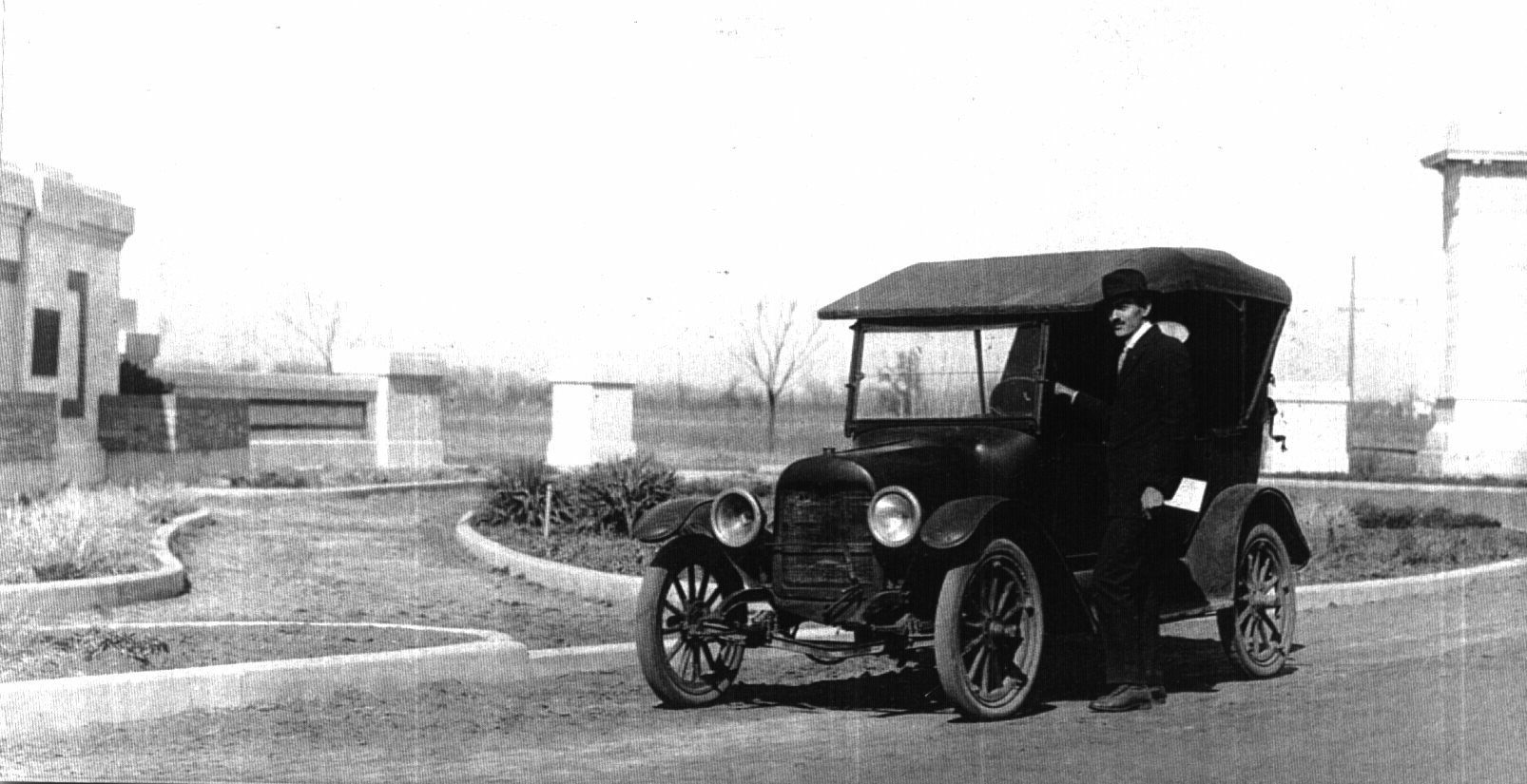 My grandfather Louis Oscar Rhoden at the entrance of Sim Park in Wichita, KS