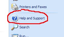 Help and Support menu item