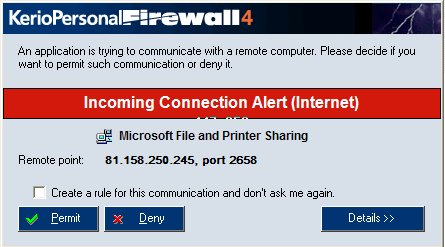 Image of incoming connection pop-up dialogue.