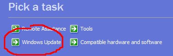 Windows Update menu item