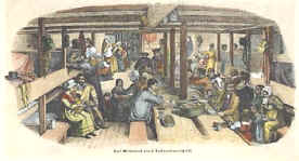 Zwischendeck auf einem Auswandererschiff, 1847