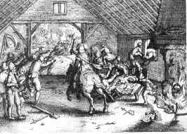 Sldner berfallen einen Bauernhof. Kupferstich, 1635.