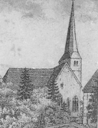 Die alte Jllenbecker Marienkirche, um 1870 (Zeichnung von Paul Heinrich)  