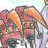 a jester... doing a difficult stretch *_* too many colours...*faint*