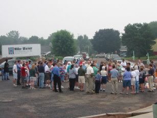 The dedication service was held in the Charles Lane cul-de-sac.