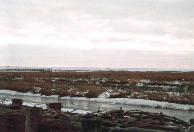 Noordpolderzijl, de oudste en geloof ik ook nog enige getijdenhaven van nederland aan de waddenzee. Dit is een foto van winter 2001, toen het zo koud was dat zelfs het brakke water op de kwelder bevroren was. 