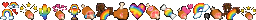 horizontal border of rainbows and meat