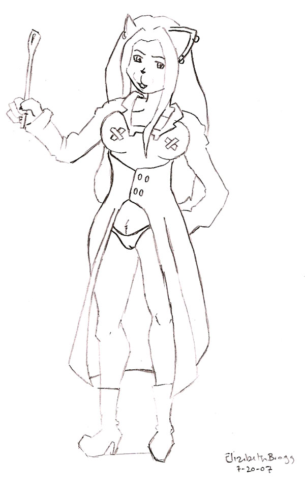 LK wearing a dominatrix outfit. 7.20.07