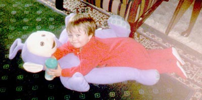 Ian and TinkyWinky; taken Easter Morning, 1999