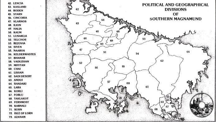 Mapa pol&iacute;tico de Magnamund del Sur