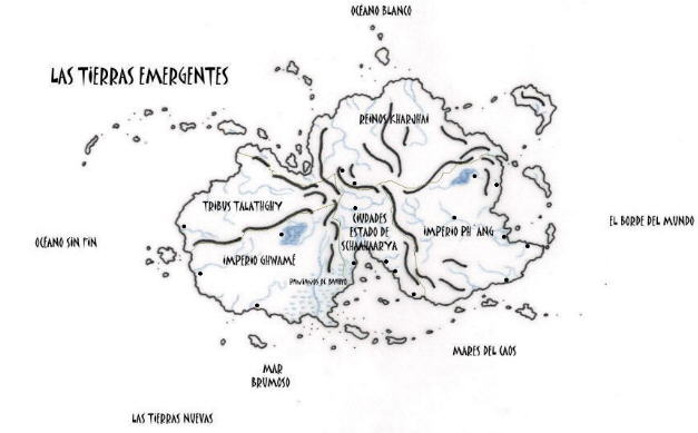 Mapa de las Tierras Emergentes; pulsa en cada zona para ir a su descripci�n