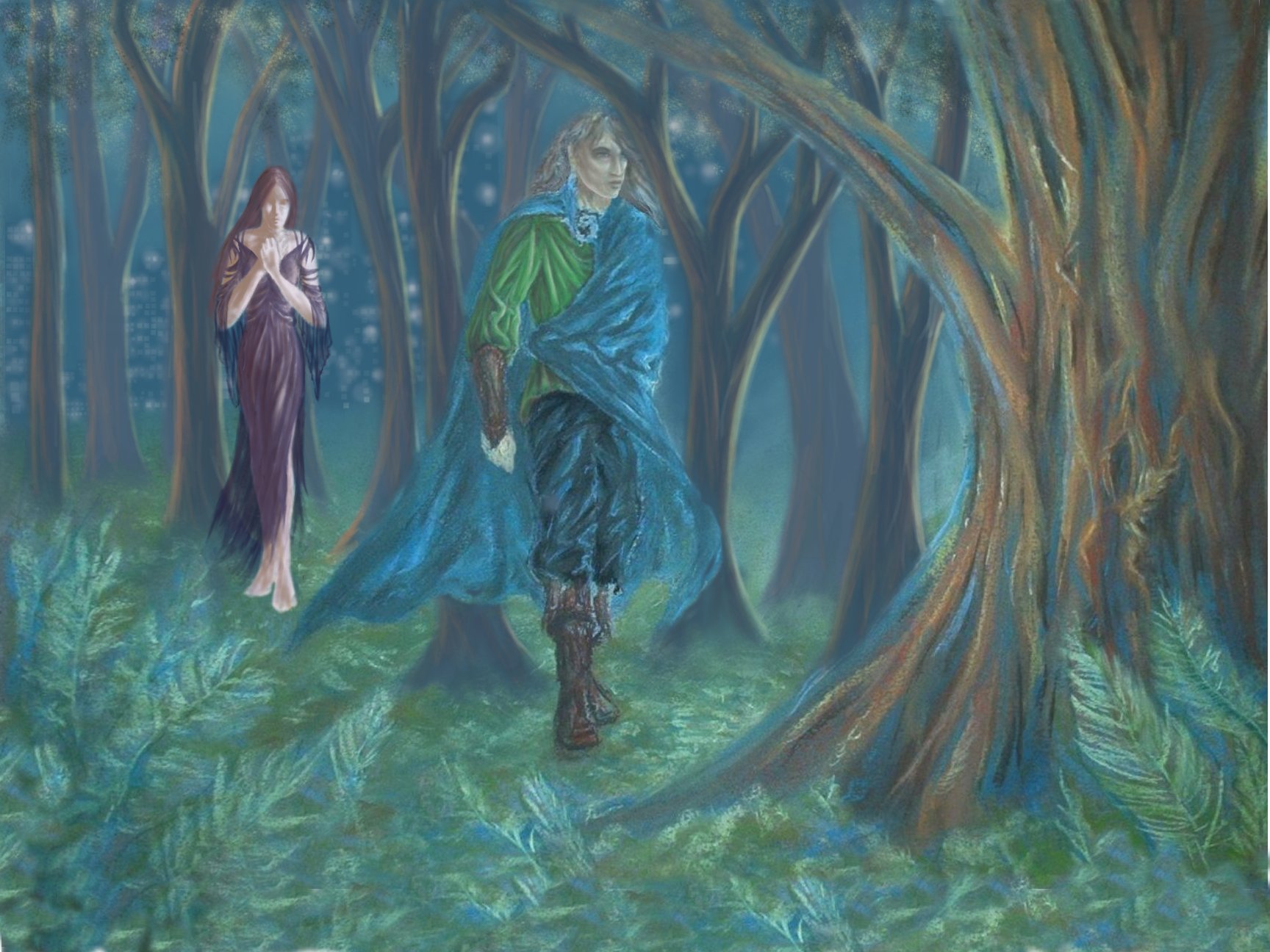 WORK IN PROGRESS-- Beyond the Mists-- Pastels and Digital