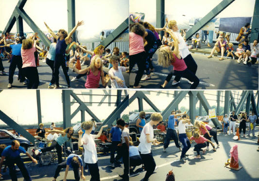 Improv Dance performance on the 
'Trenton Makes, the World Takes' bridge