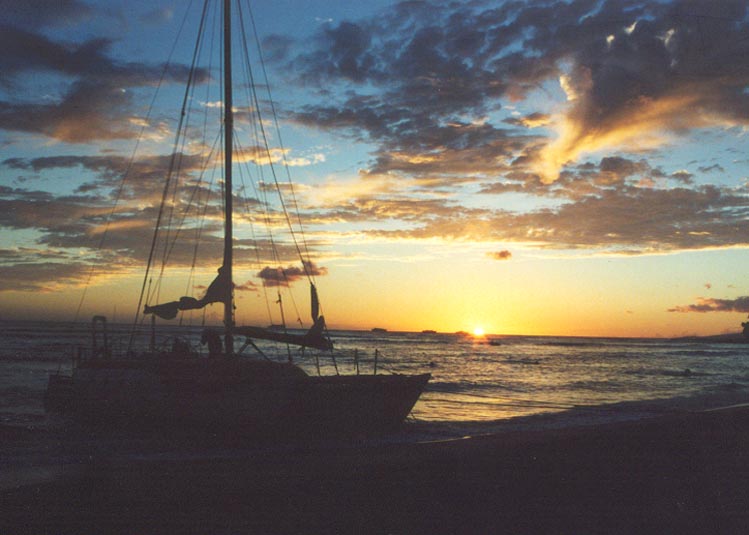 Sunset on Waikiki Beach