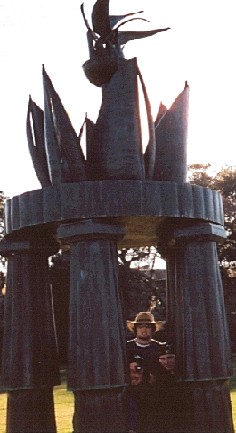 This was a werid statue. Yes, we just had to get inside. Yes, we just had to take another pic with horrible quality. If you want to remedy it, raise the gamma production on your computer. That's a long process. If you really wish to see my face that much and you are female, email dreamvisionsinc@yahoo.com and ask for Dr. Dave. I'll be happy to oblige. ;)