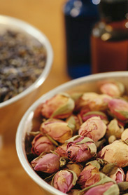 Bowls of Dried Rosebuds and Lavender