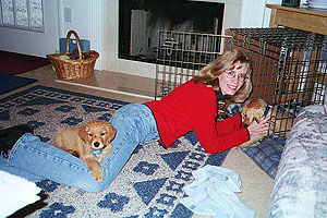 Kathy and the puppies